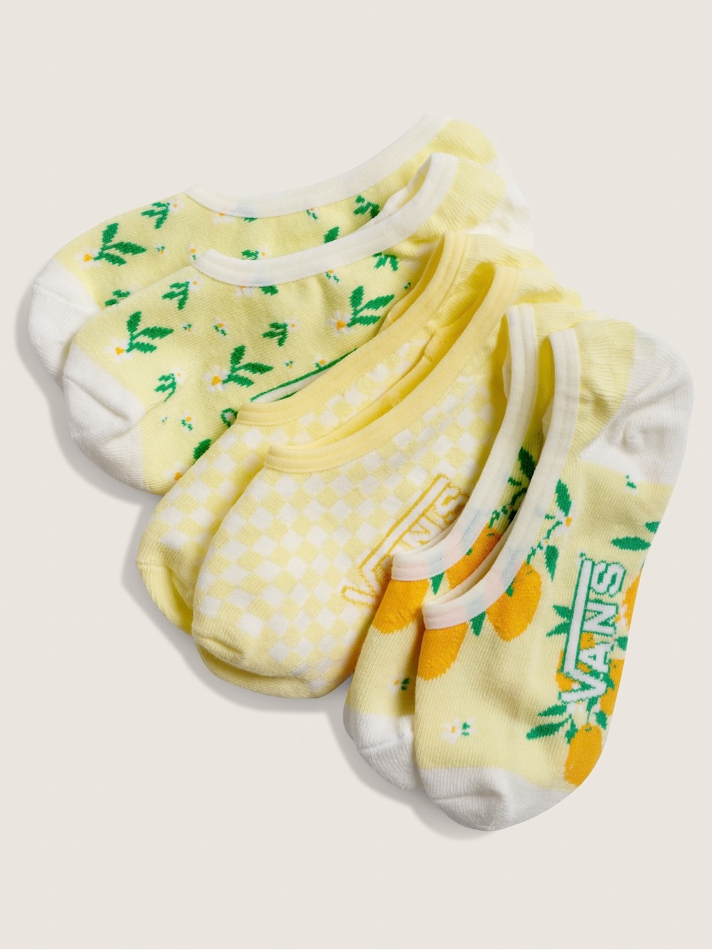 Vans 3-Pack Yellow No-Show Socks S/P